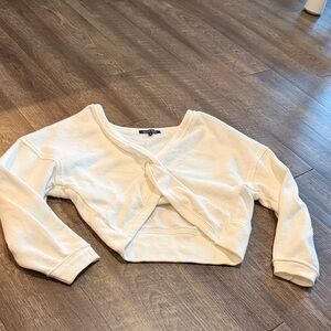 Ocean Drive Cream V-Neck Knotted Sweatshirt